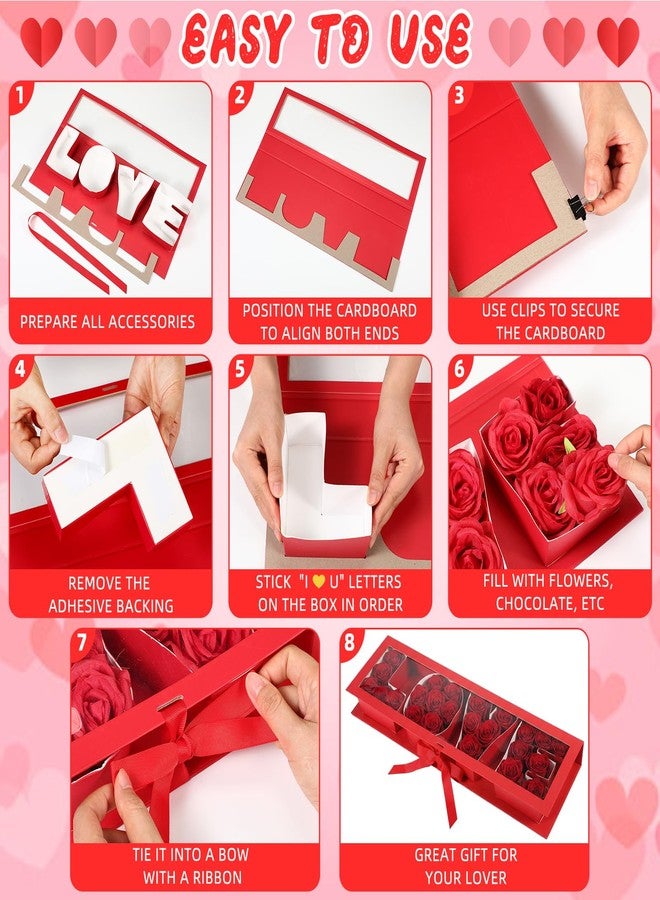 Weekgrat 4 Pack Love Flower Gift Box Empty Letter Love Fillable Floral Box Chocolate Rose Present Strawberry Packaging boxes for Mother's Day Valentine's Day (Mix Colors) - Image 4